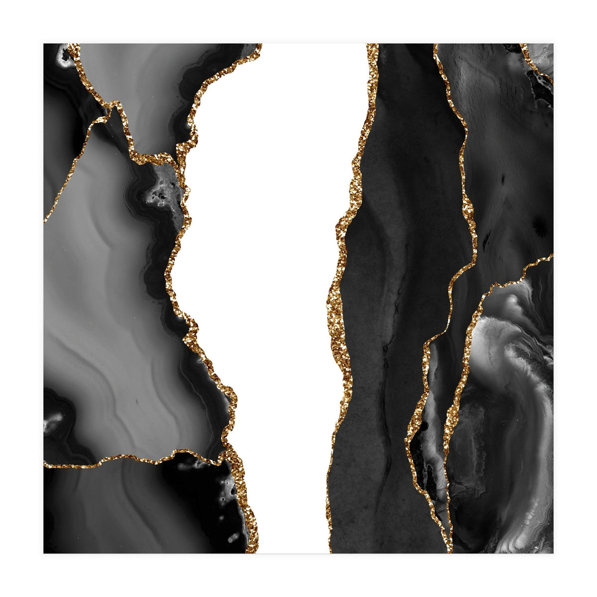 Black & Gold Agate Texture 07  (Print Only)