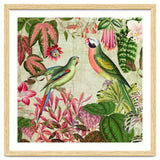 Exotic Lush Rainforest With Colorful Parrots And Flowers thumbnail