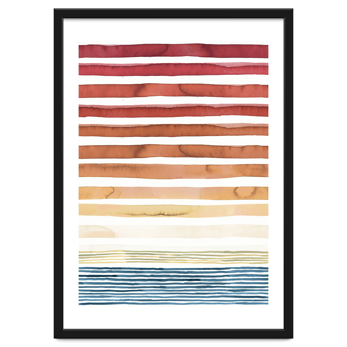 Watercolour Sunset Stripes Orange