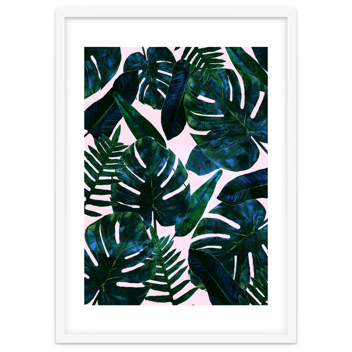 Tropical Nature Monstera Watercolor Painting, Botanical Jungle Dark Palm Illustration