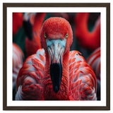Close Up Flamingo Head With Bright Red Feathers thumbnail