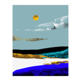 Duality & Intention, Abstract Nature Landscape Adventure Painting, Travel Mountains Sun Sky Scandinavian Clouds (Print Only) thumbnail