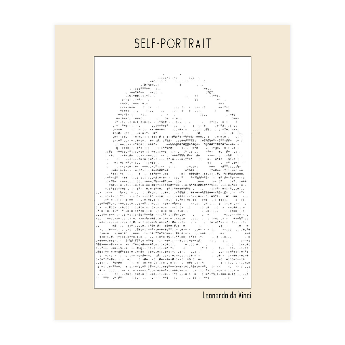 Self Portrait – Leonardo Da Vinci (ascii Art) (Print Only)