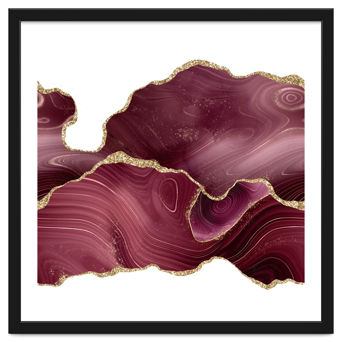 Burgundy & Gold Glitter Agate Texture 08
