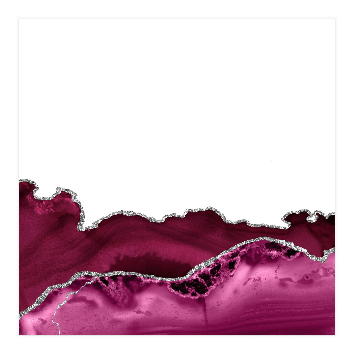 Burgundy & Silver Agate Texture 16  (Print Only)