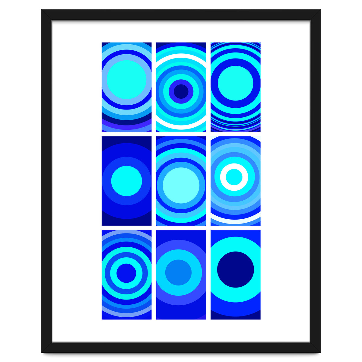 Circles & Rectangles Alt Blue 3 X 3: 2