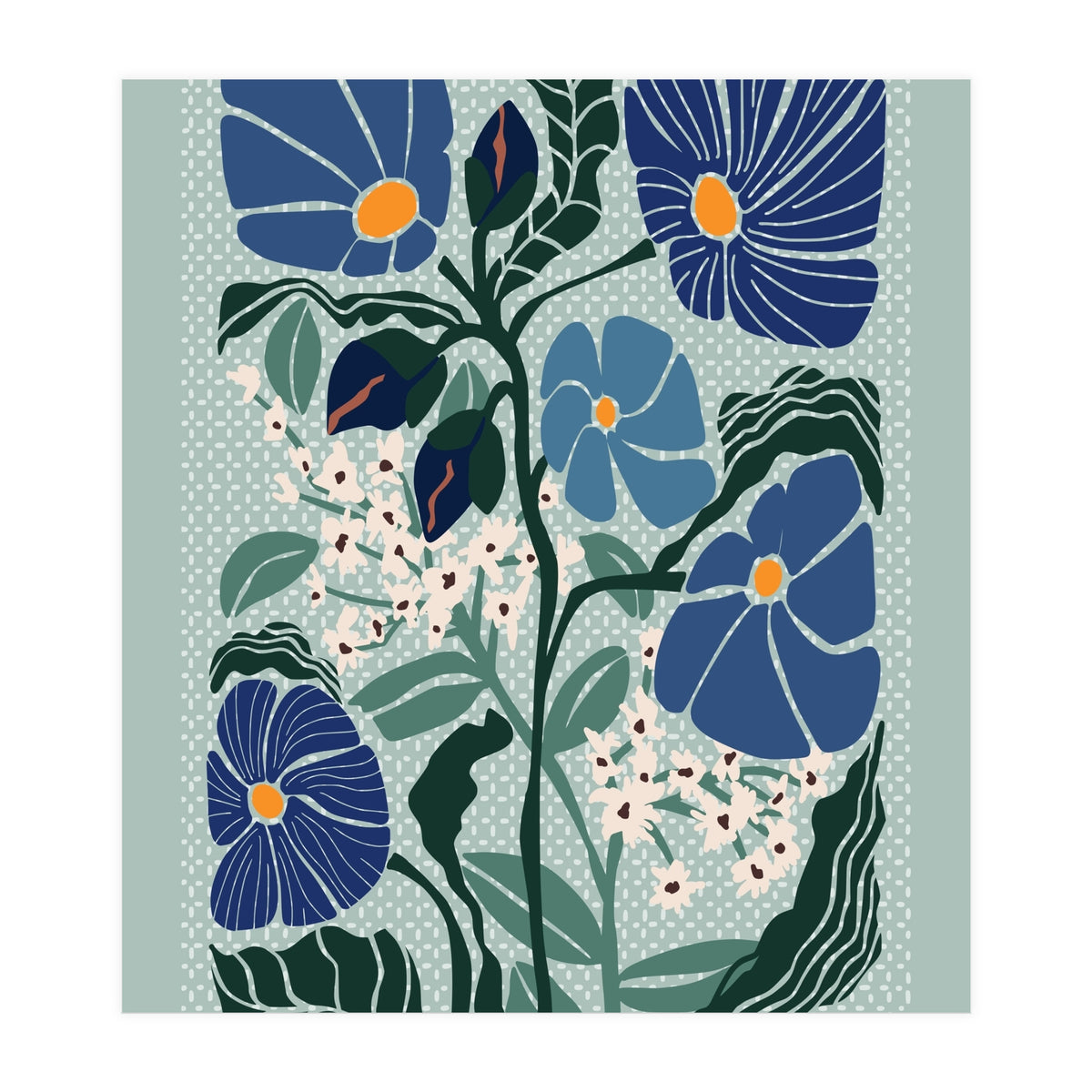 Klimt Flowers Light Blue (Print Only)