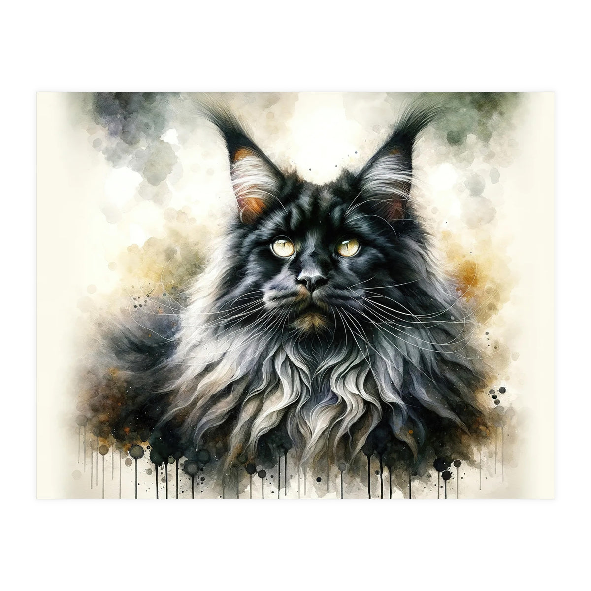 Majestic Long Haired Cat Portrait (Print Only)