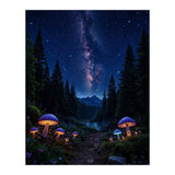 Enchanted Midnight Forest: Glowing Mushrooms and Milky Way (Print Only) thumbnail