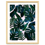 Tropical Nature Monstera Watercolor Painting, Botanical Jungle Dark Palm Illustration thumbnail