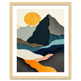 Minimalist Layered Mountain Landscape with Golden Sun thumbnail