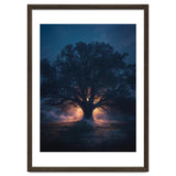 Ancient Mystical Oak Silhouette at Twilight with Ethereal Wisps thumbnail