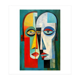 INSEPERABLE #02, Abstract robotic looking heads merged in bright vivid hues with emphasis on the eyes. (Print Only) thumbnail