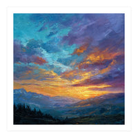 Ethereal Alpine Sunset Over Distant Peaks (Print Only)