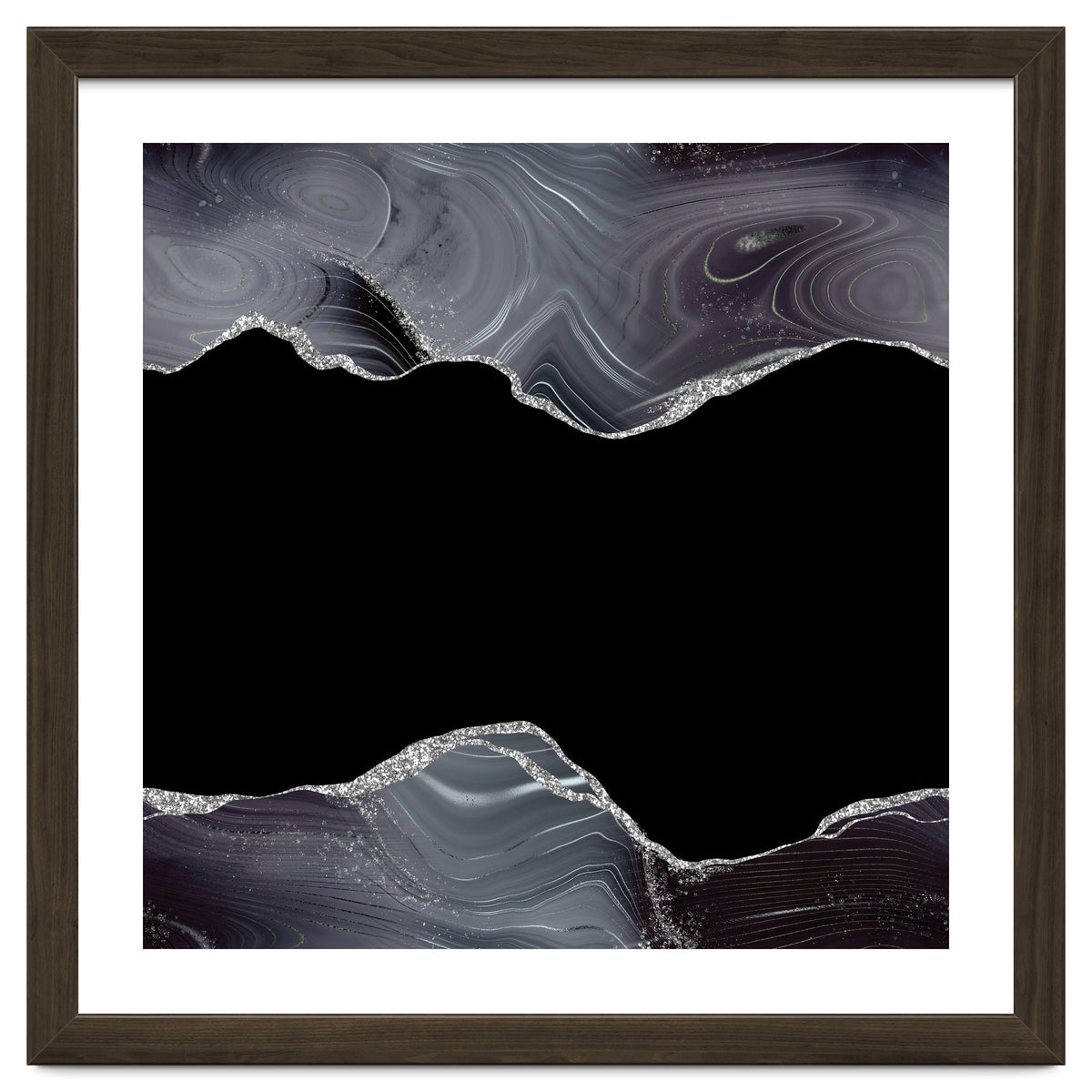 Black & Silver Glitter Agate Texture 04