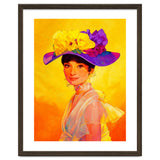 Audrey Hepburn Pop Art, Vibrant Floral Hat Portrait, Iconic Movie Star Illustration thumbnail