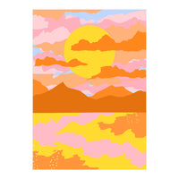 Colors Of The Sky, Sunset Sunrise Nature Landscape Illustration, Travel Adventure Bohemian Colorful (Print Only)