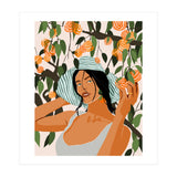 The Orange Grove, Bohemian Woman Summer Travel, Fashion Botanical Nature Garden, Plants Fruits Juicy (Print Only) thumbnail