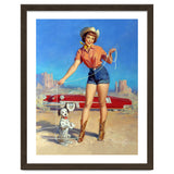 Pinup Cowgirl Showing A New Dog Trick thumbnail