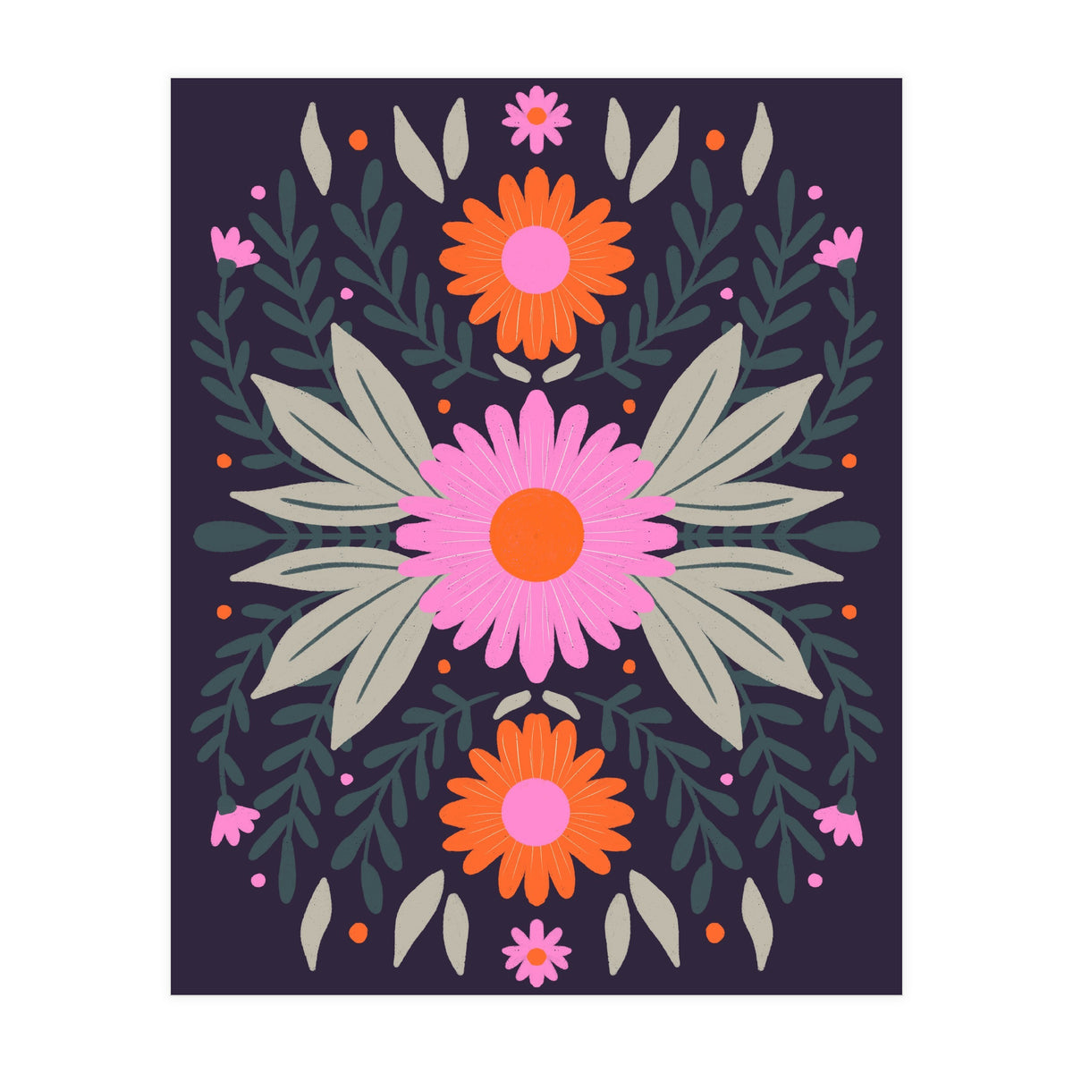 Pink And Orange Flowers (Print Only)