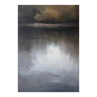 Atmospheric Golden Autumn Forest Reflection Oil Painting (Print Only)