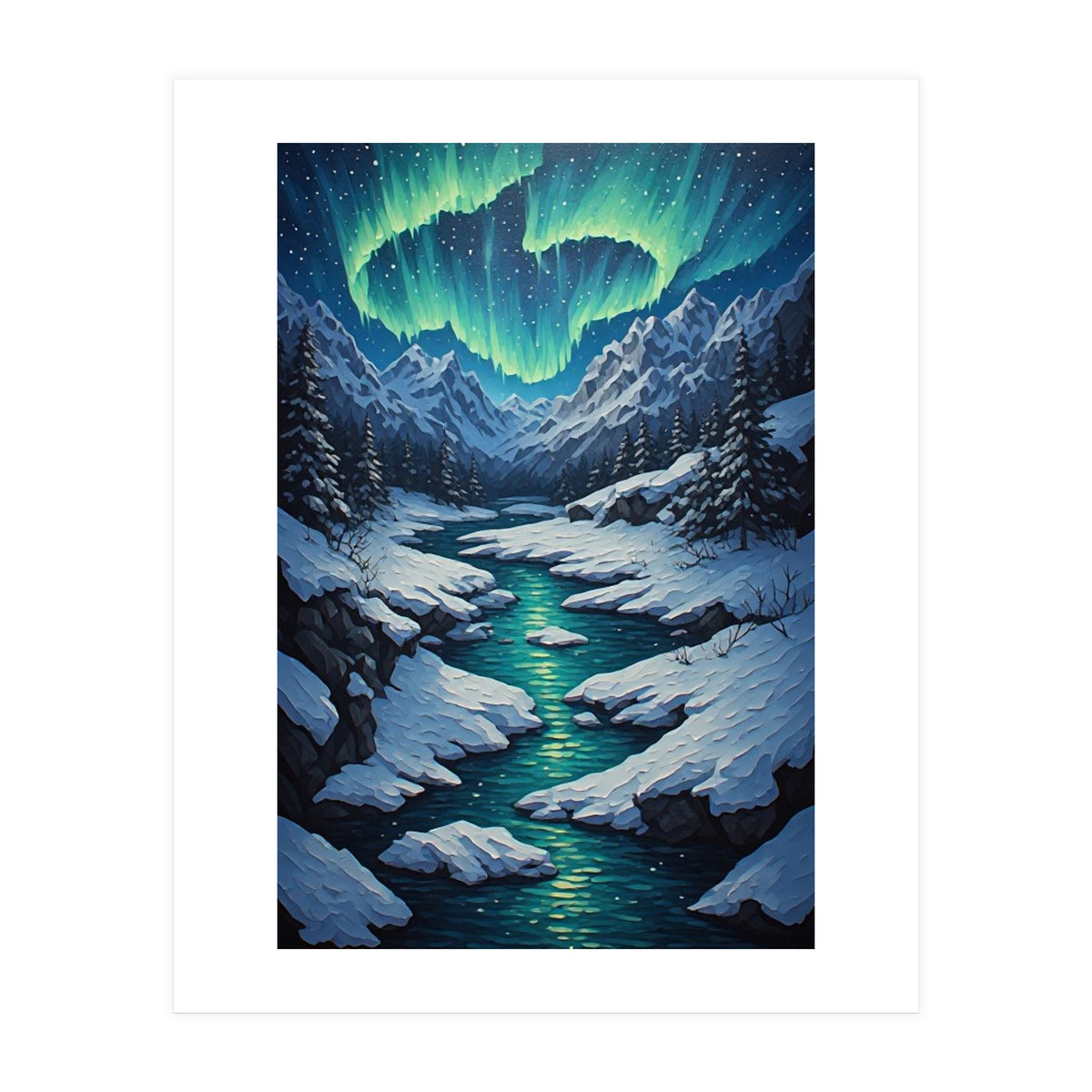 Ethereal Northern Lights: Arctic Winter Valley (Print Only)