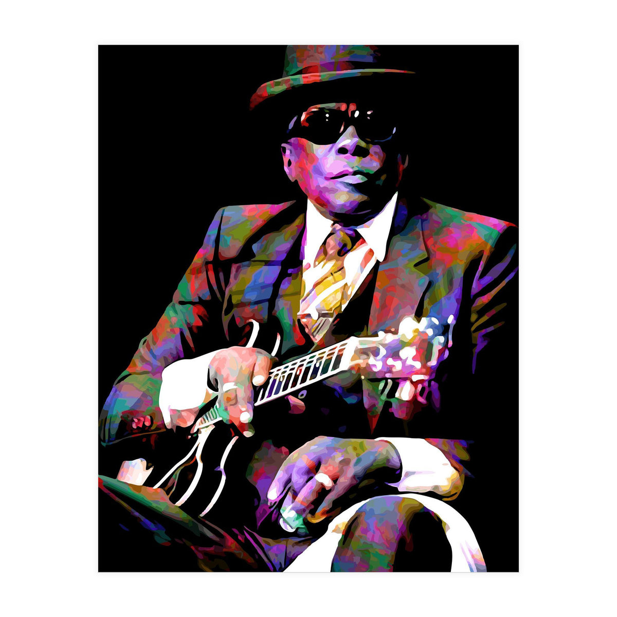 John Lee Hooker American Blues Musician Legend Colorful Art (Print Only)