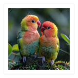Lovebirds Pair Perched On Mossy Branch Outdoors (Print Only) thumbnail