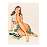Sexy Pinup Woman Posing With Record Player (Print Only) thumbnail