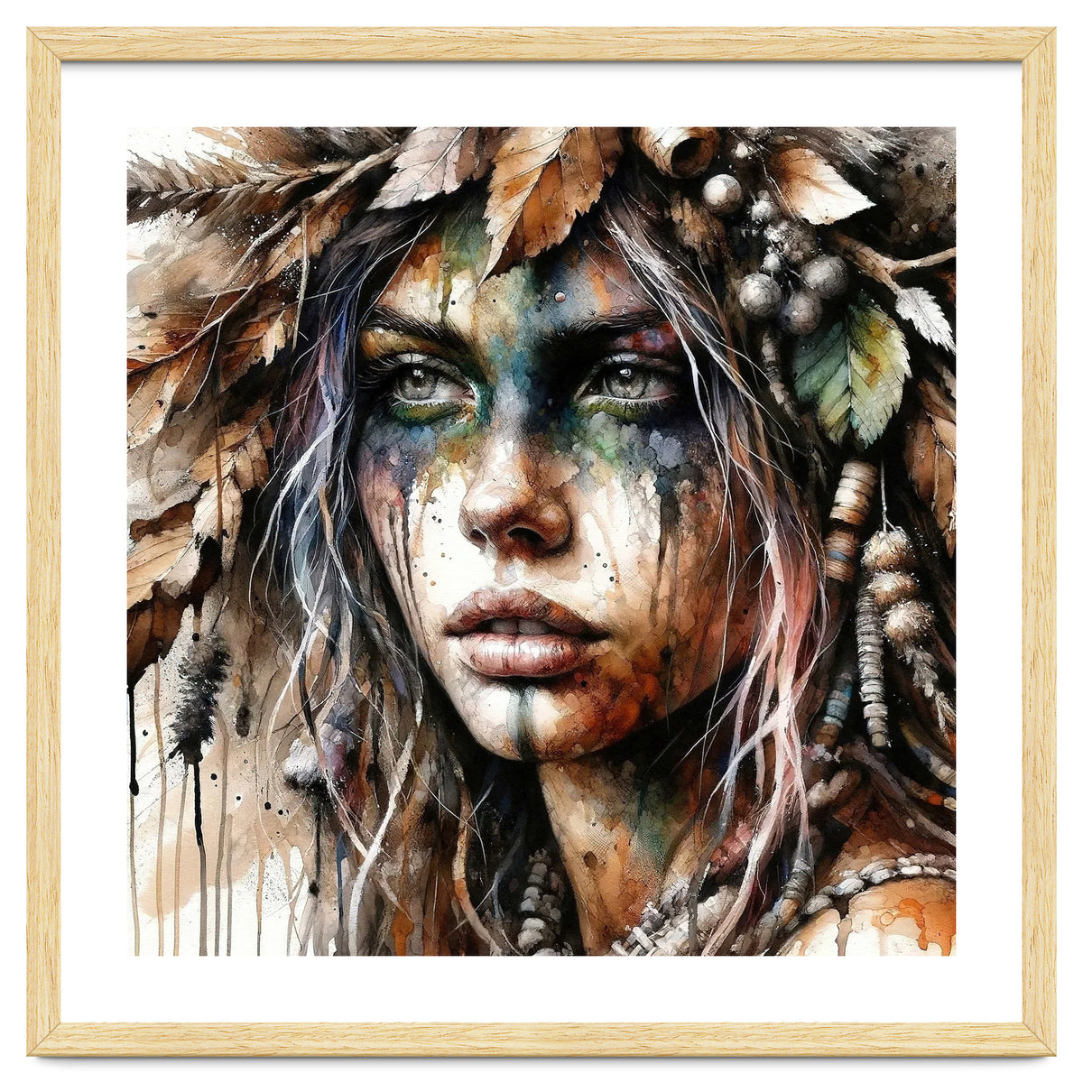 Autumn Leaf Druid Woman Portrait