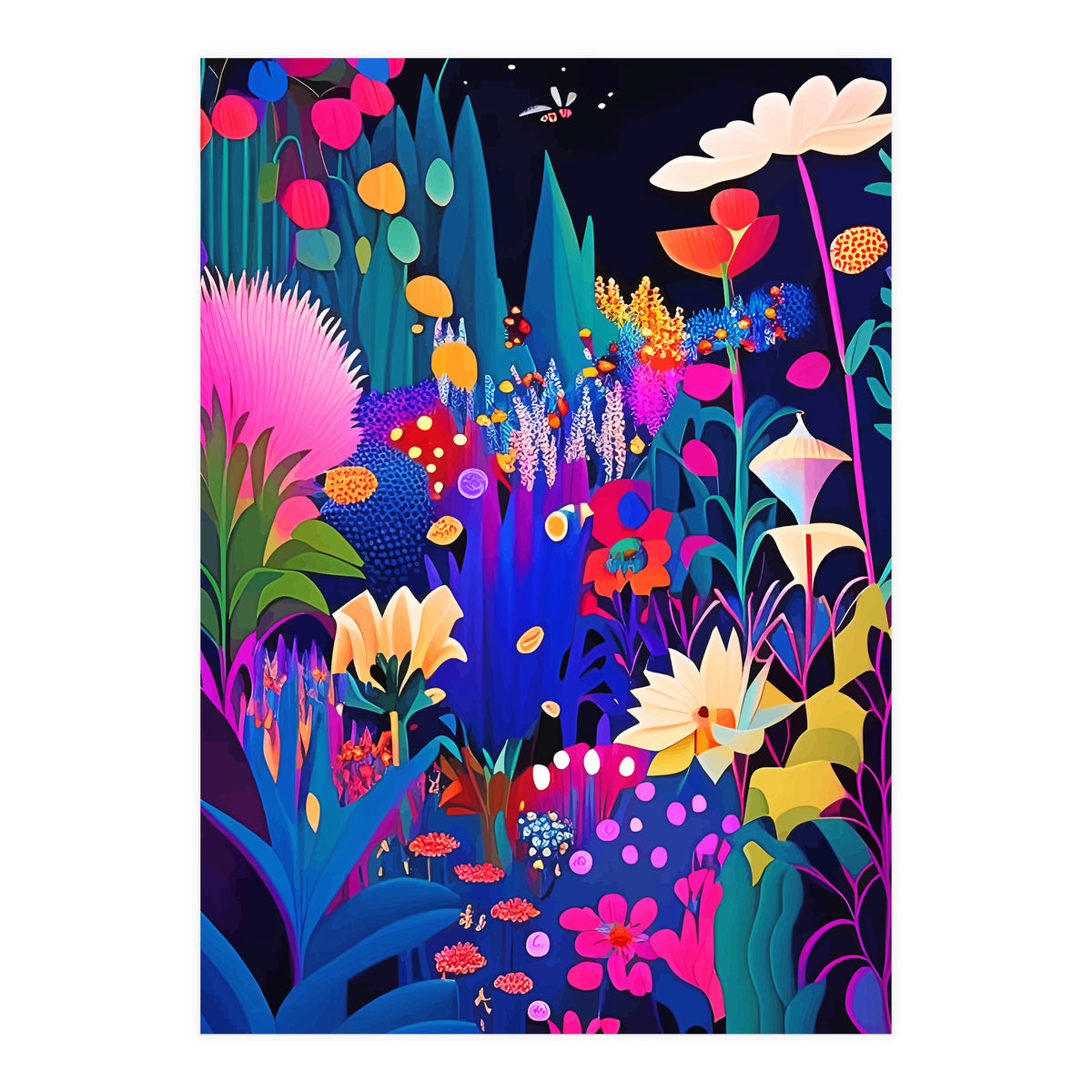 Surreal Emotions, Abstract Colorful Bold Botanical Nature Garden, Eclectic Boho Bohemian Modern Contemporary Graphic Design Painting (Print Only)