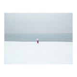 A walking woman in the winter snow beach (Print Only) thumbnail