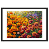 Radiant Summer Zinnia and Marigold Meadow Oil Painting thumbnail