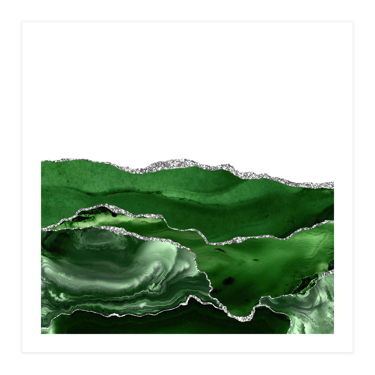 Green & Silver Agate Texture 07 (Print Only)