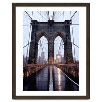 Brooklyn Bridge, USA, Moody NYC Architecture, Rainy Urban Photography
