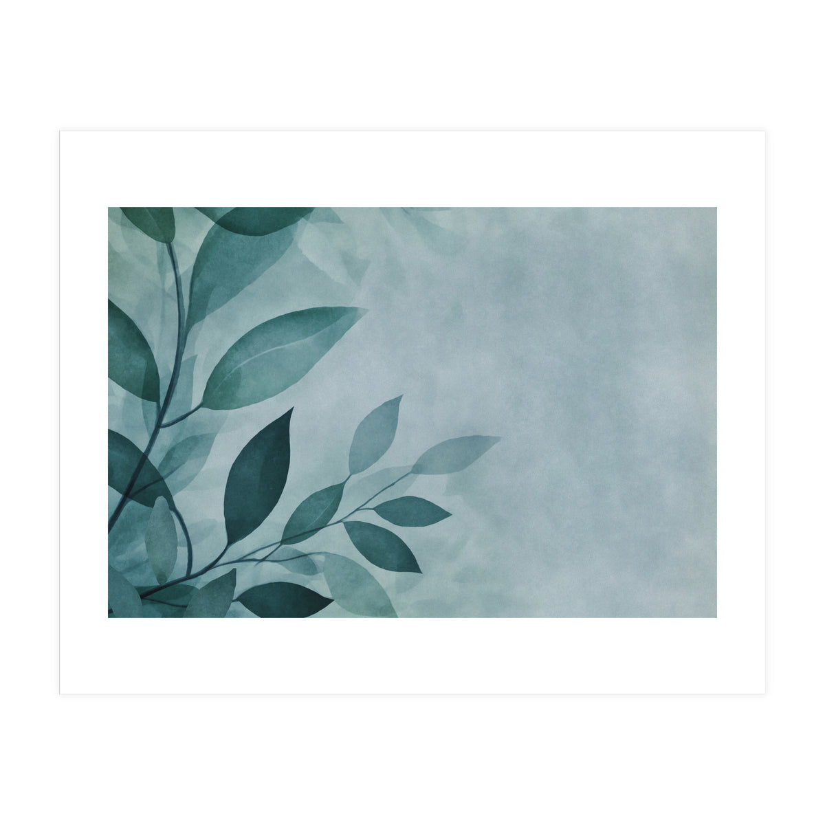 Gentle Leaf Whispers Teal (Print Only)