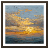 Atmospheric Golden Sunset Impasto Oil Painting Featuring Textured Clouds thumbnail
