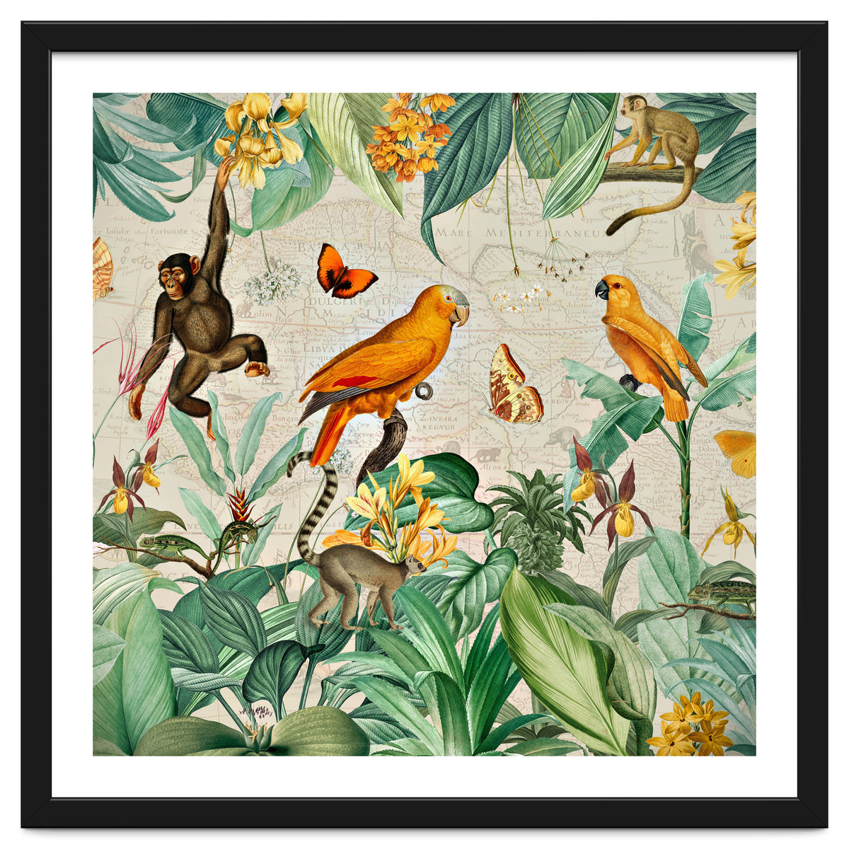 Vintage African Tropical Jungle Fun Animals