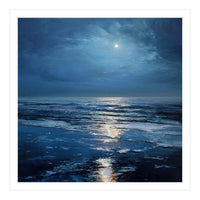 Midnight Blue Moonlit Seascape (Print Only)