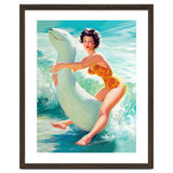 Happy Pinup Girl On The Beach Hugging Her Rubber Toy thumbnail