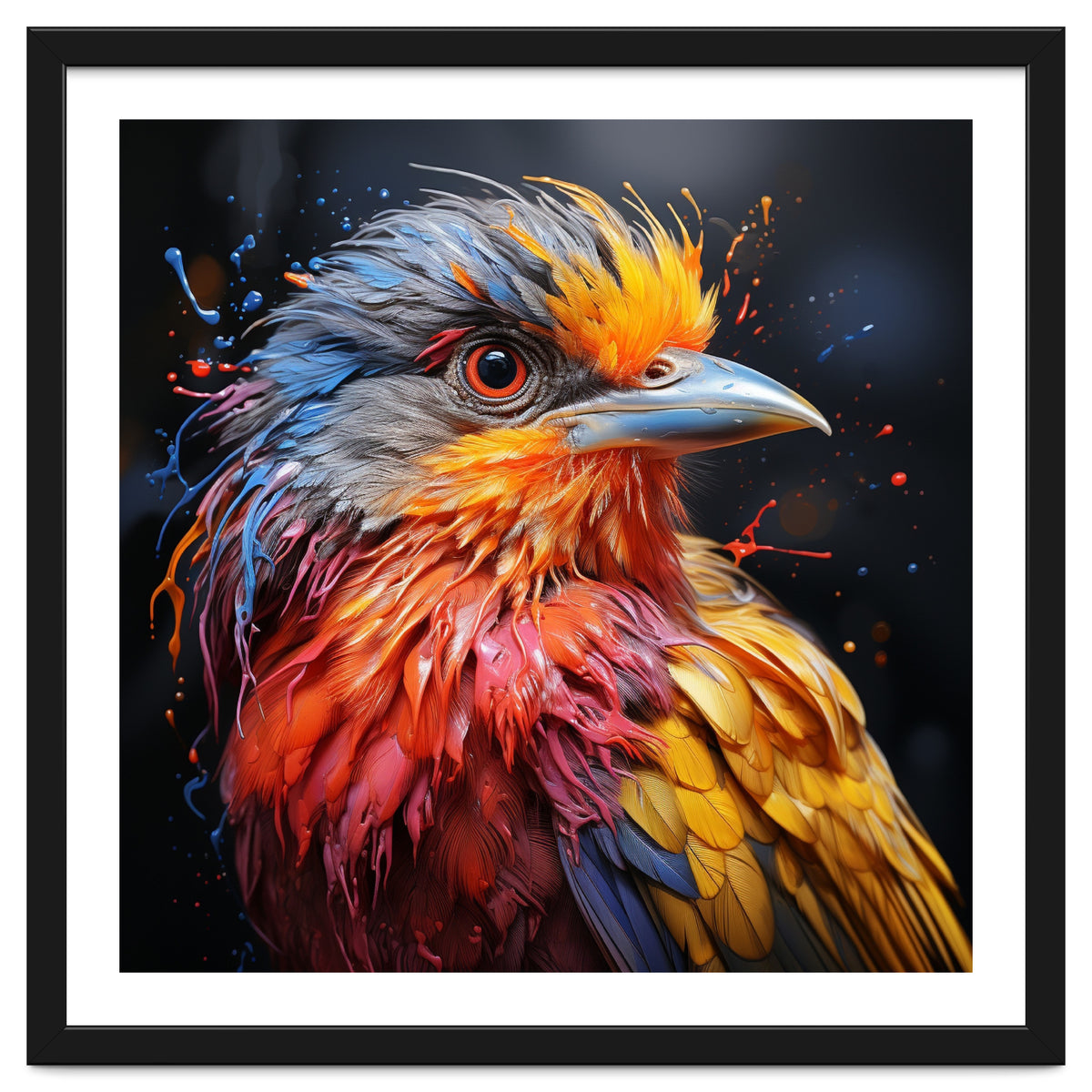 Vibrant Bird With Colorful Splatter Paint