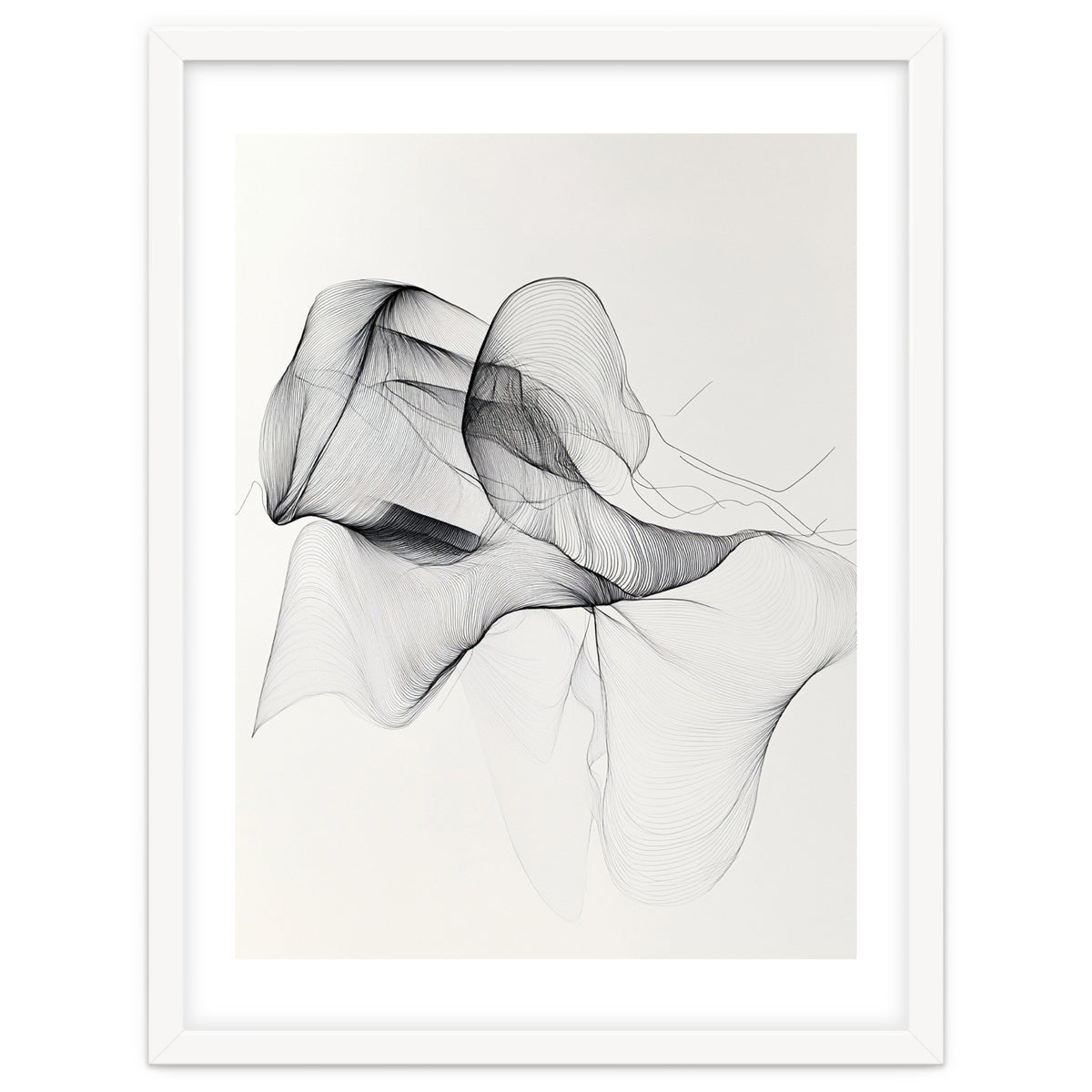 Abstract Black And White Flowing Lines Art