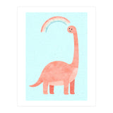 Rainbow Dinosaur Nursery Art, Cute diplodocus Watercolor, Pink Dino Illustration (Print Only) thumbnail