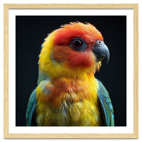 Vibrant Sun Conure Parrot Close Up Portrait