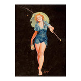 Happy Pinup Girl With A Fishing Stick (Print Only) thumbnail