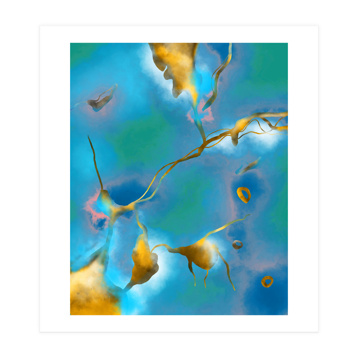 In My Veins, Abstract Marble Gold Texture, Eclectic Painting Resin Bohemian, Contemporary Luxe Chic Luxury (Print Only)