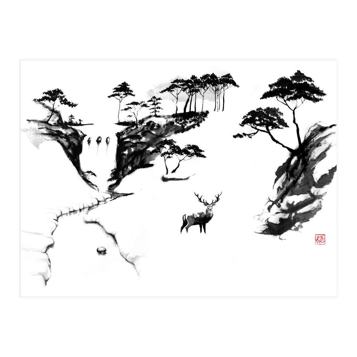 Deer In The Snow (Print Only)