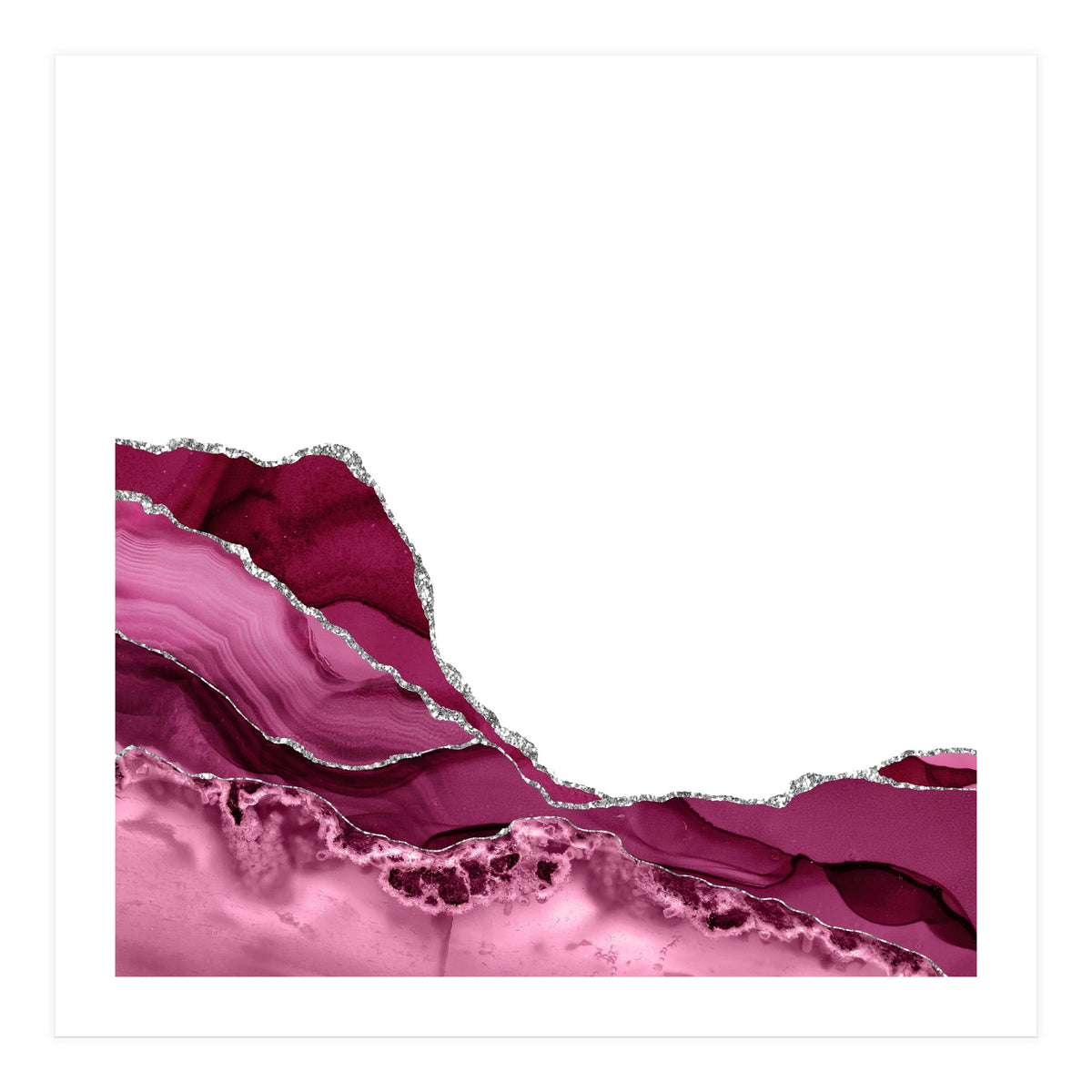 Burgundy & Silver Agate Texture 09 (Print Only)