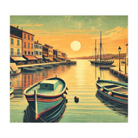 Vintage Harbor Sunset Poster (Print Only)