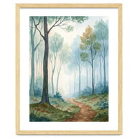 Ethereal Misty Forest Watercolor Art Print
